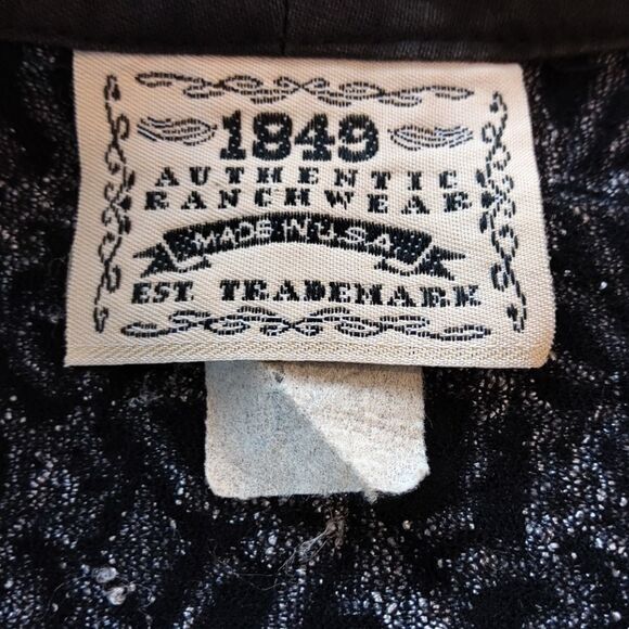 1849 black & white button western blouse - Picture 11 of 15